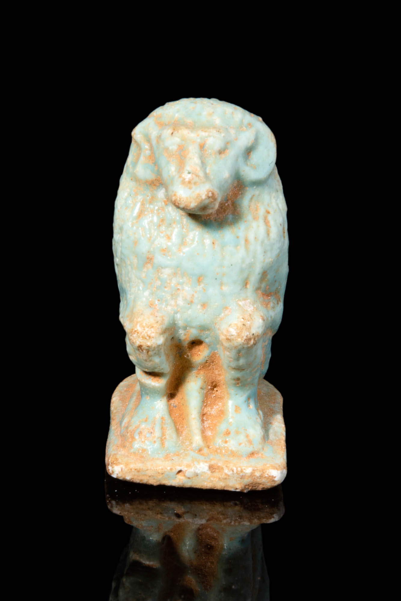 EGYPTIAN FAIENCE BABOON AMULET WITH RAM HEAD - Image 2 of 3
