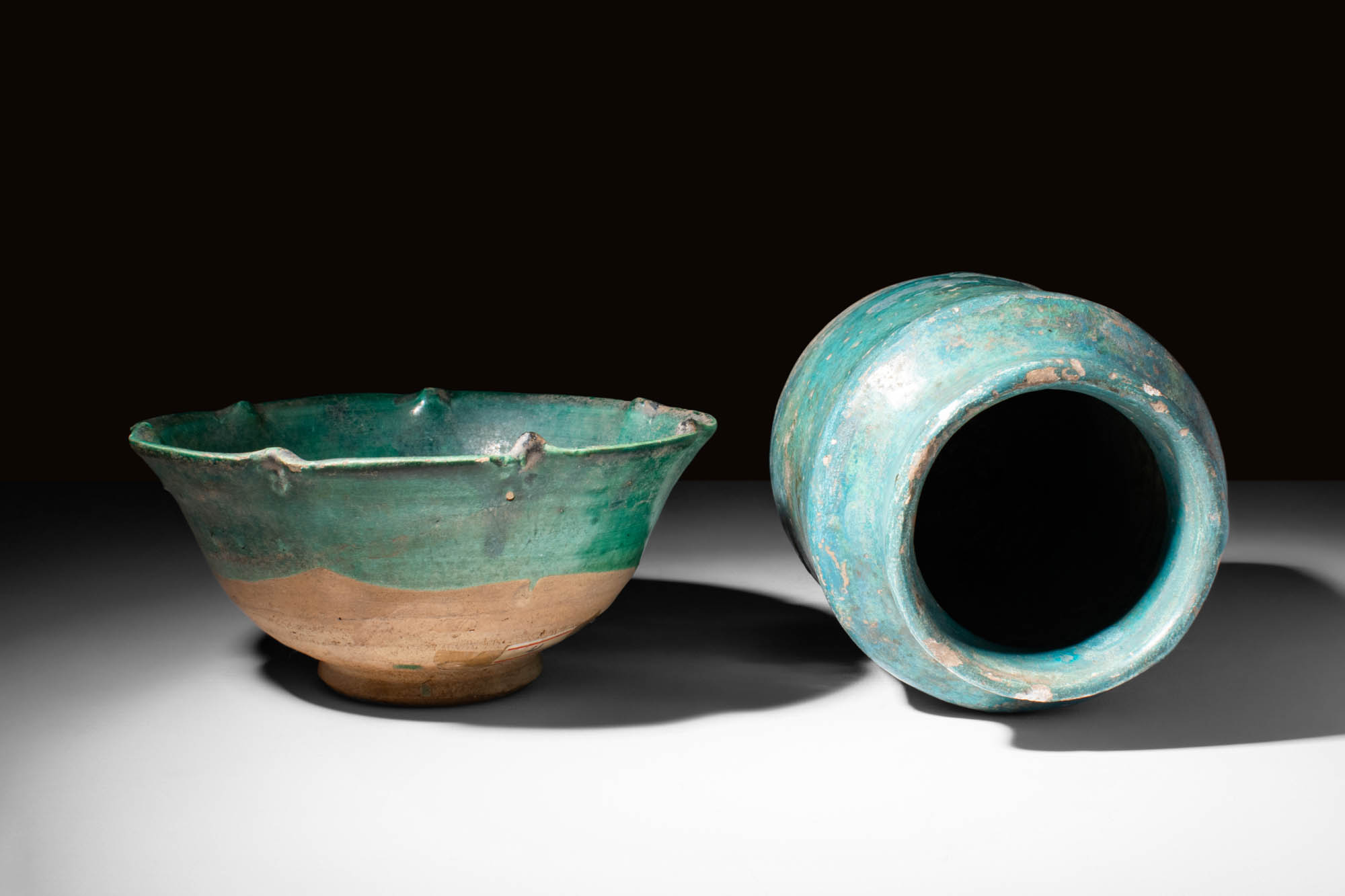 PAIR OF SELJUK GREEN GLAZED VESSELS - Image 3 of 5