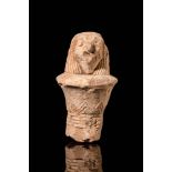 EGYPTIAN COLUMN-SHAPED STOPPER WITH HORUS HEAD