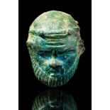 ROMAN BRONZE SILENUS MASK APPLIQUE