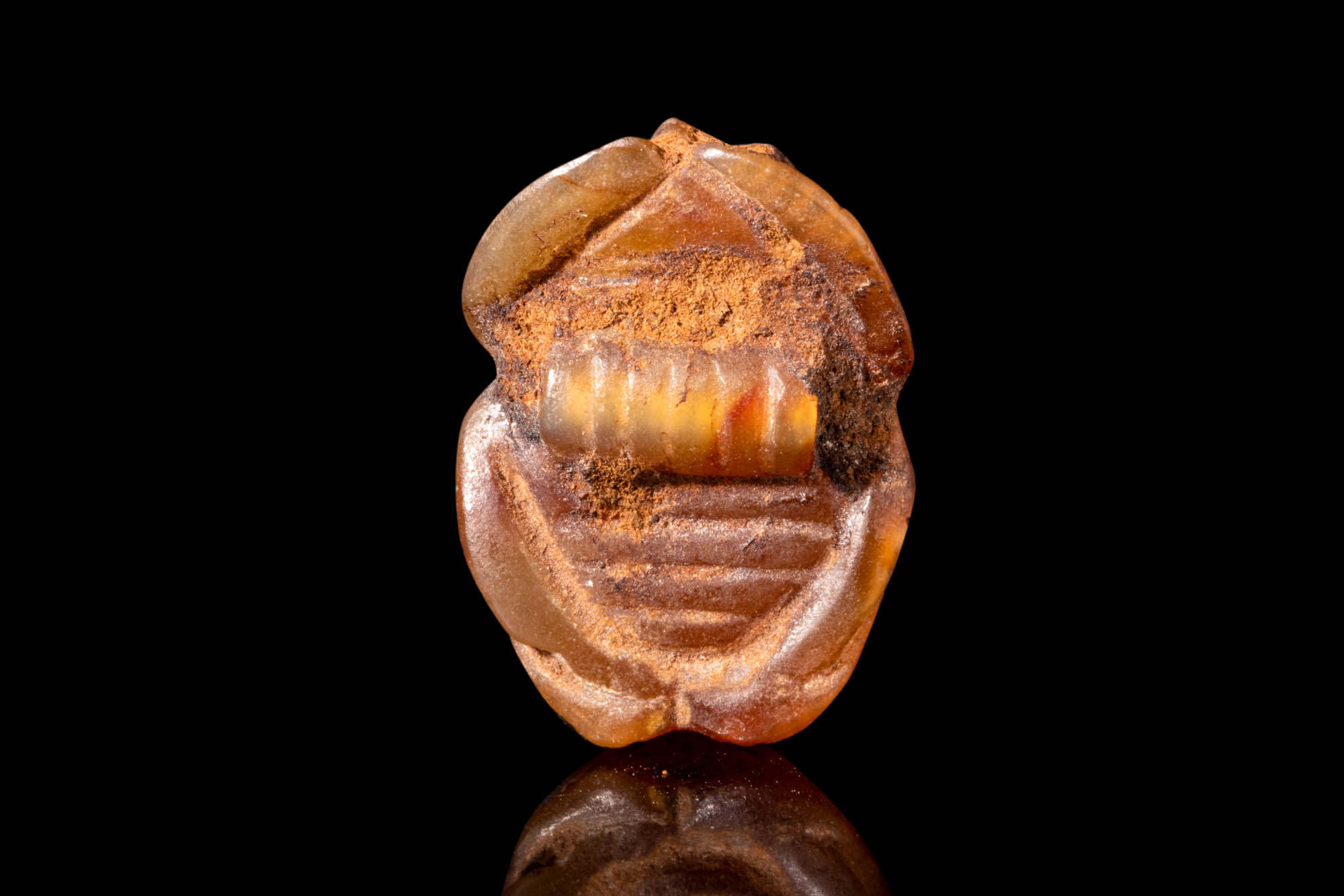 EGYPTIAN CARNELIAN SCARAB WITH RAM HEAD AMULET - Image 3 of 3