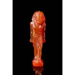 EGYPTIAN CARNELIAN AMULET OF STANDING PHARAOH