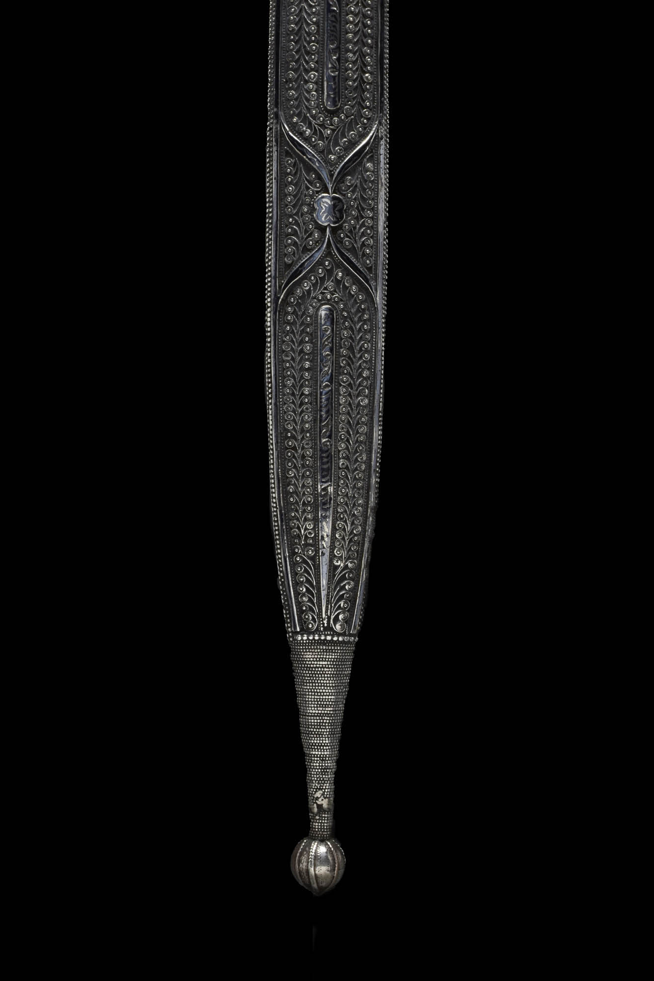 CIRCASSIAN STEEL DAGGER (KINDJAL) WITH NIELLOED SILVER SCABBARD - Image 3 of 5