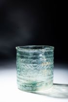 BYZANTINE GLASS CUP DECORATED WITH INSCRIPTION