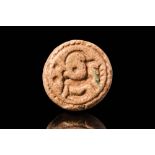 NEO ASSYRIAN STAMP SEAL WITH HORNED ANIMALS AND ASTRAL ELEMENTS