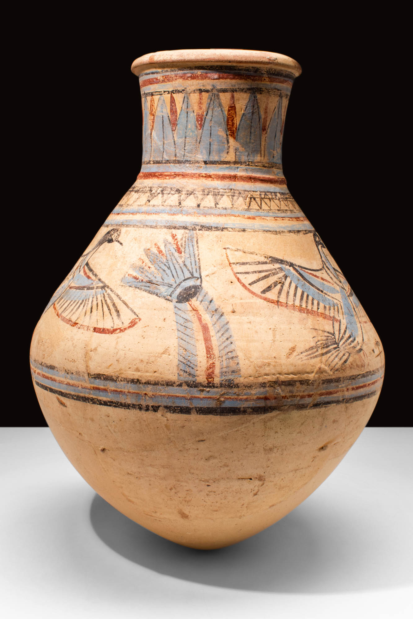 EGYPTIAN NEW KINGDOM COBALT BLUE PAINTED JAR DEPICTING BIRDS AND PLANTS - Image 2 of 5