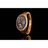 ROMAN GOLD RING WITH INTAGLIO DEPICTING AN EMPEROR POSSIBLY NERVA