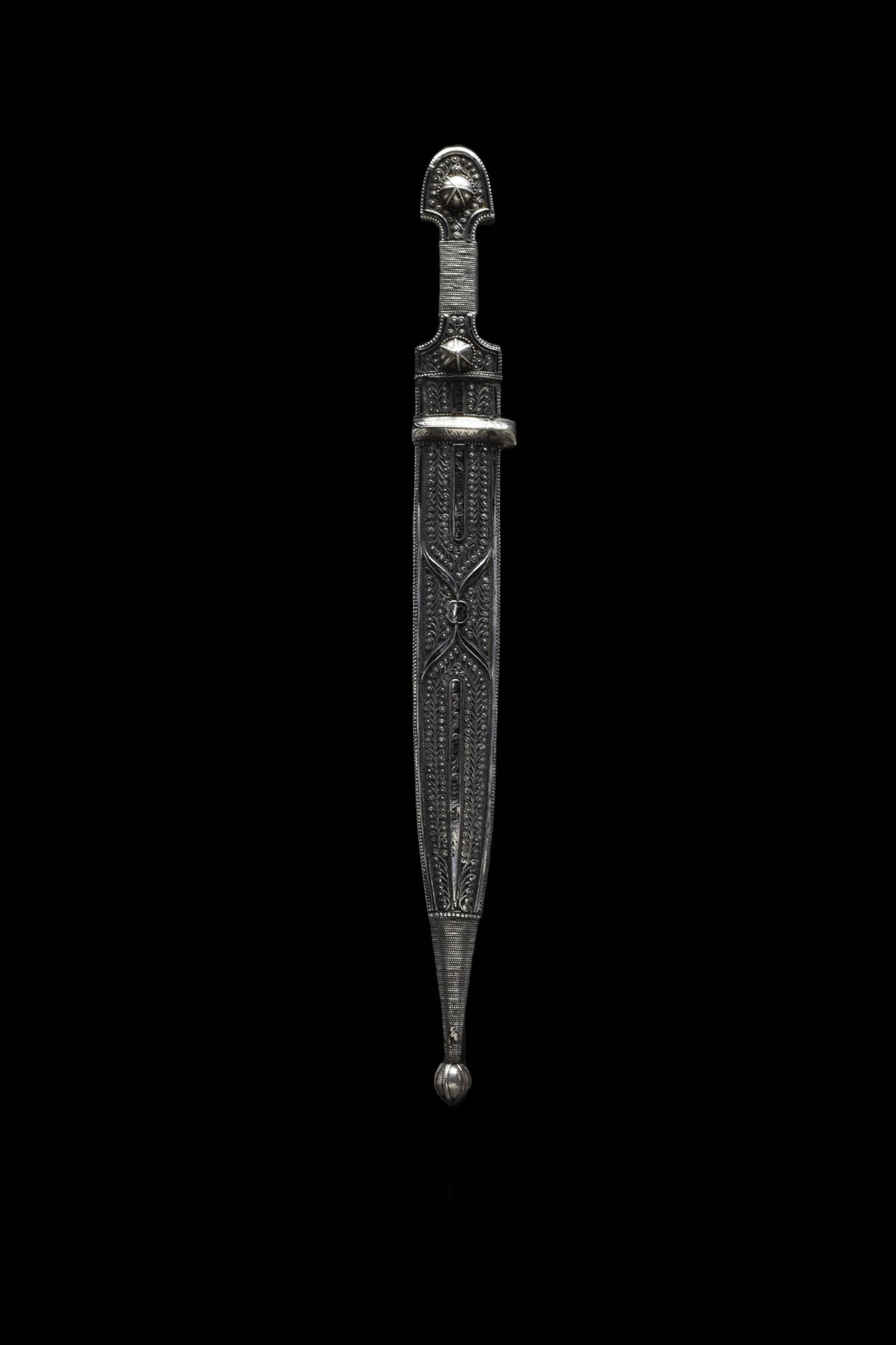 CIRCASSIAN STEEL DAGGER (KINDJAL) WITH NIELLOED SILVER SCABBARD - Image 2 of 5