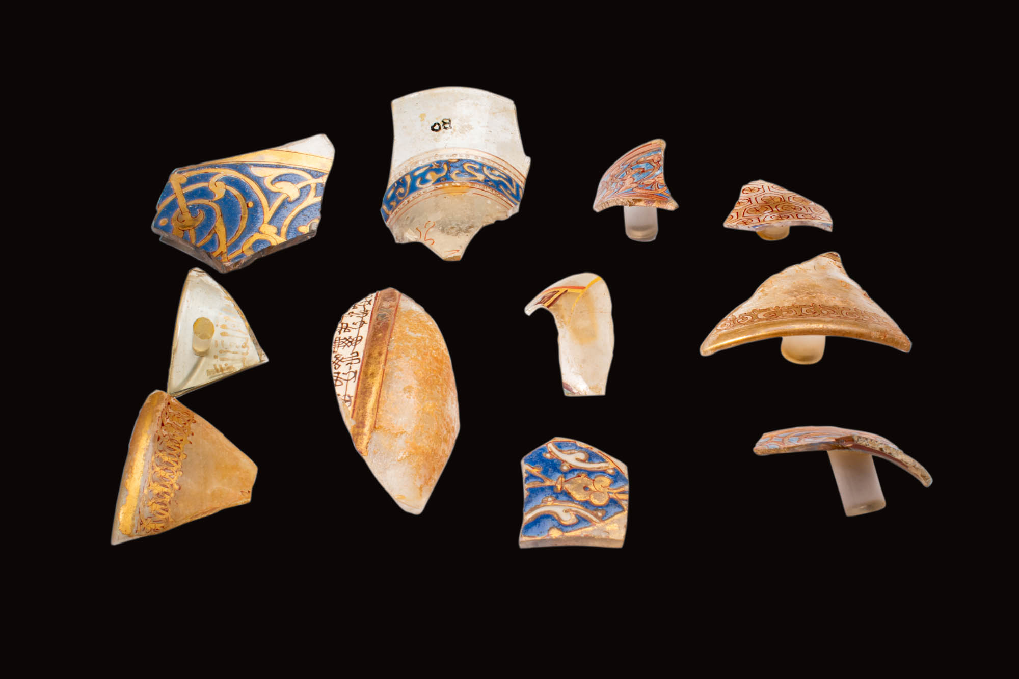 MEDIEVAL MAMLUK GLASS LAMP FRAGMENTS - Image 2 of 2