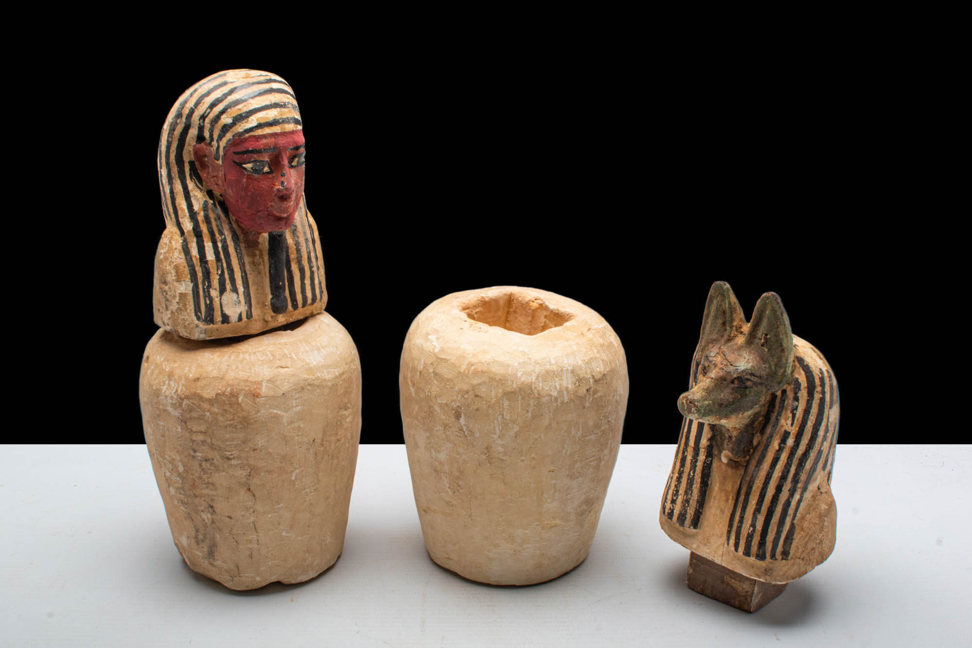 RARE EGYPTIAN STONE AND WOOD PSEUDO-CANOPIC JARS - Image 4 of 6