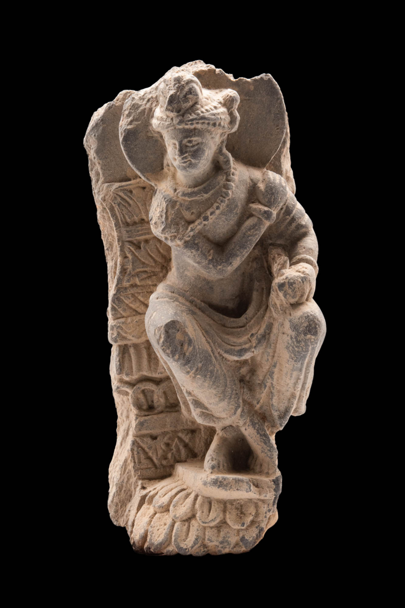 GANDHARAN SCHIST STONE SEATED BODHISATTVA