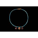 RARE WESTERN ASIATIC TURQUOISE AND GOLD NECKLACE