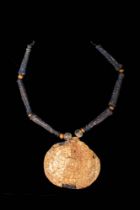 RARE ETRUSCAN NECKLACE WITH GOLD SUN PENDANT