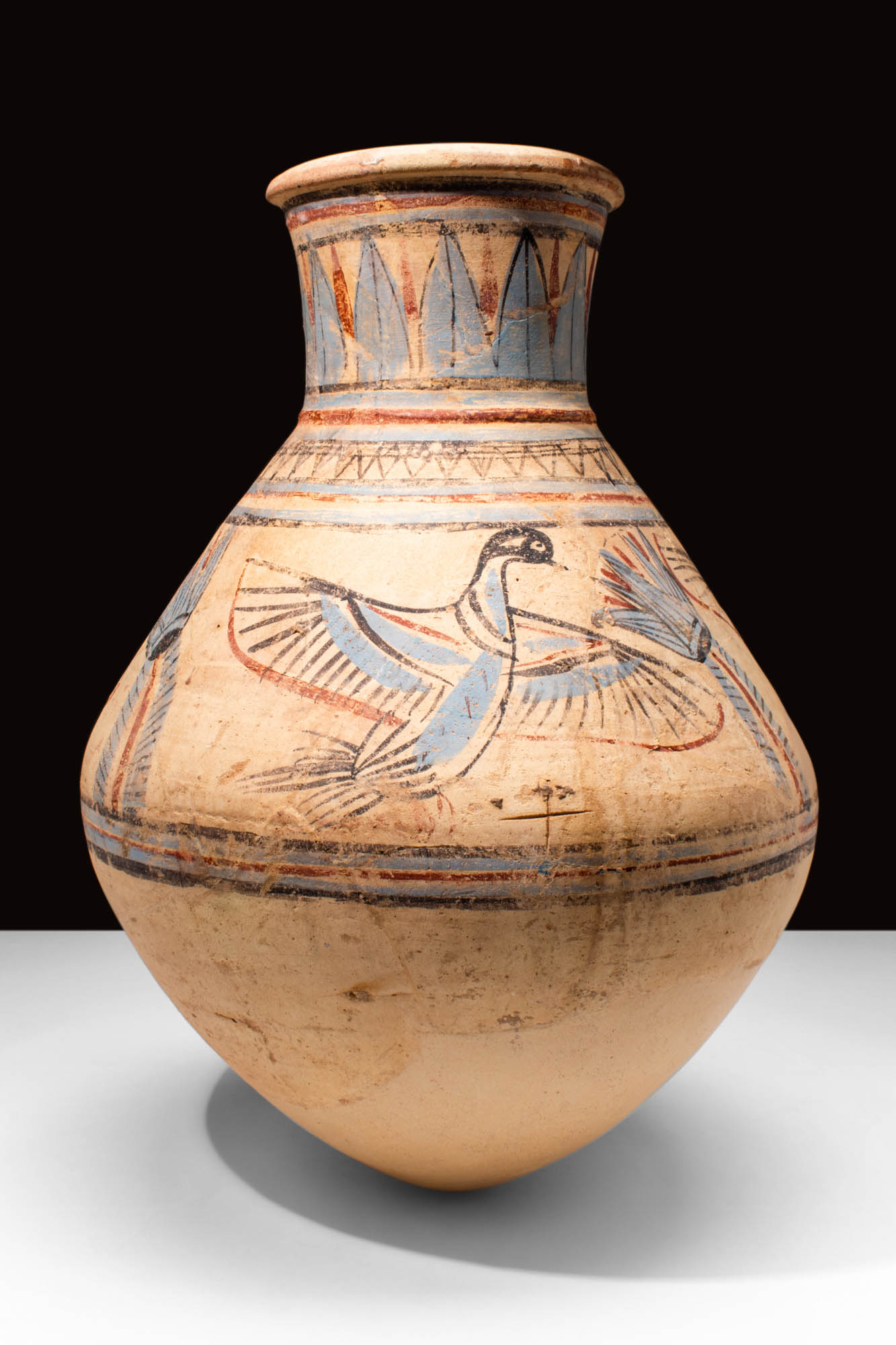 EGYPTIAN NEW KINGDOM COBALT BLUE PAINTED JAR DEPICTING BIRDS AND PLANTS - Image 3 of 5