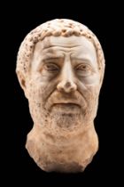 ROMAN MARBLE HEAD OF A BEARDED MAN