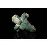 EGYPTIAN GREEN STONE RAM'S HEAD AMULET