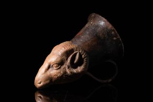 CAMPANIAN BLACK GLAZE RAM SHAPED RHYTON