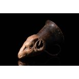 CAMPANIAN BLACK GLAZE RAM SHAPED RHYTON