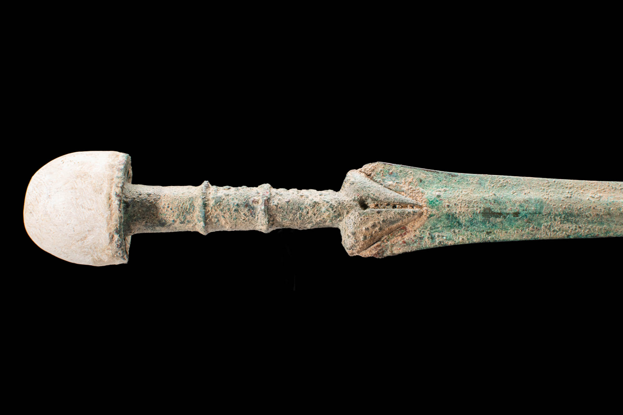 ANCIENT BRONZE SWORD WITH STONE POMMEL - Image 3 of 4