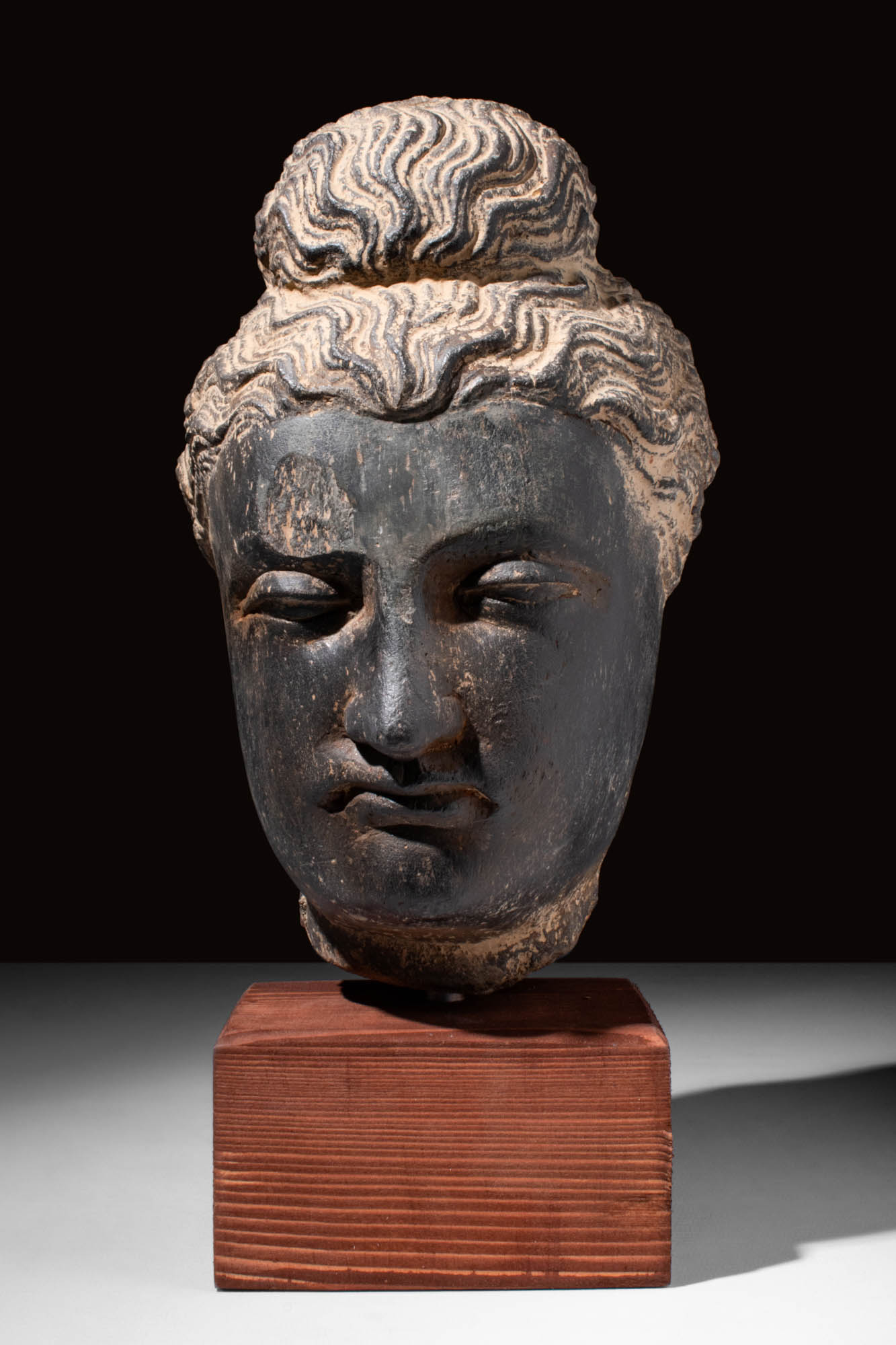 GANDHARAN SCHIST STONE HEAD OF BUDDHA