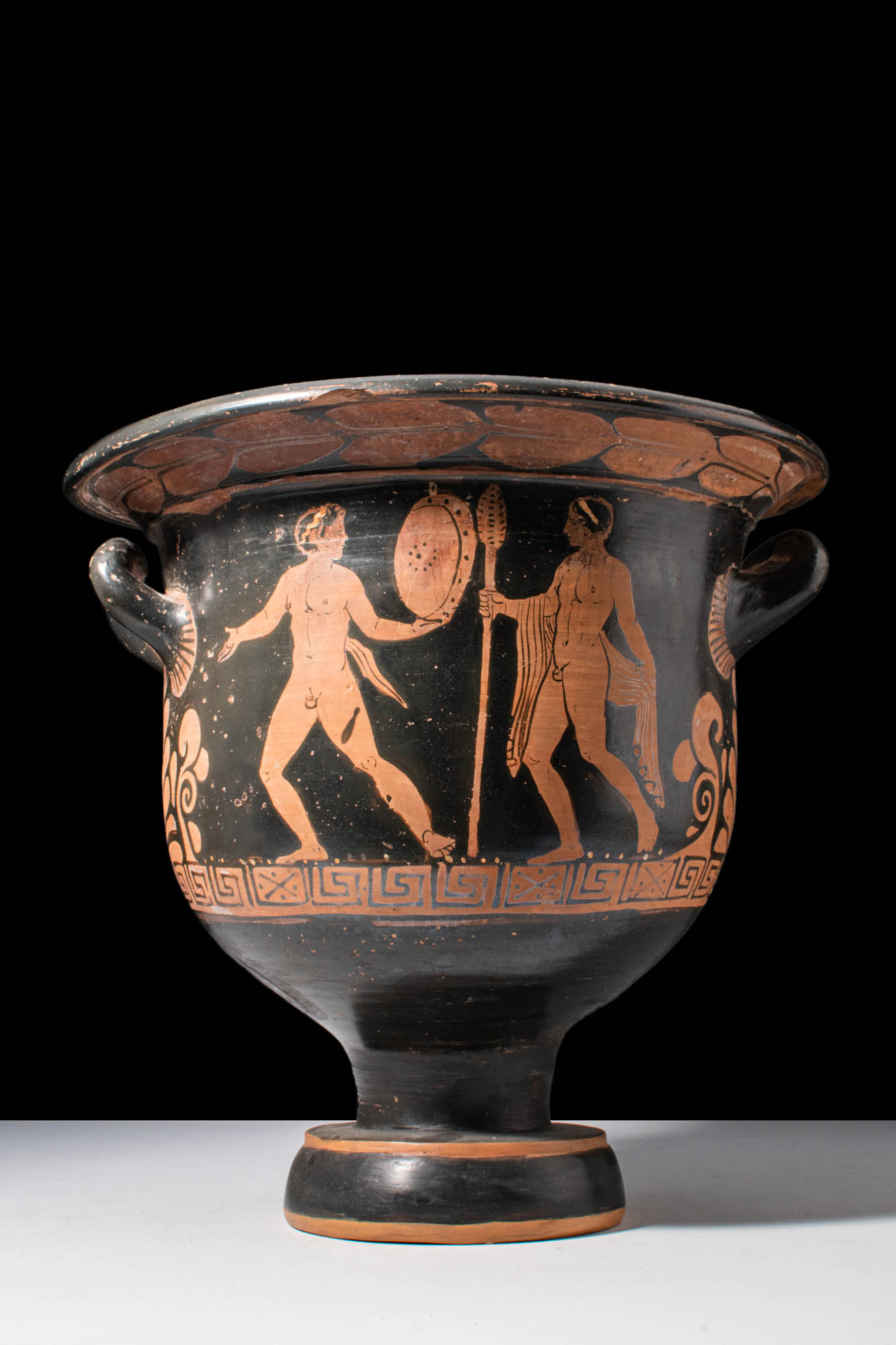 APULIAN RED-FIGURE BELL KRATER WITH SATYR AND DIONYSUS - Image 2 of 6