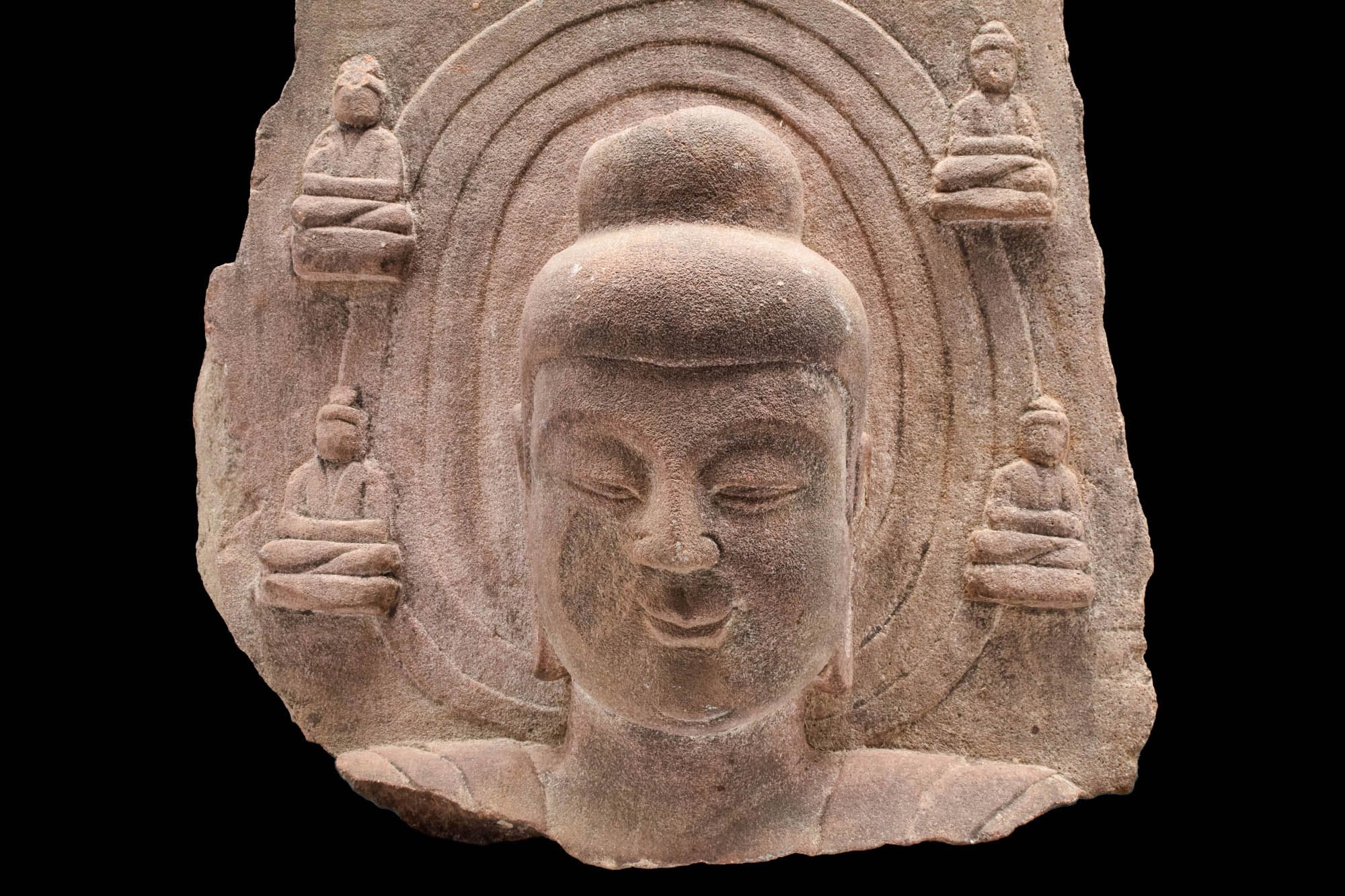 CHINESE MING DYNASTY STONE BUDDHA HEAD WITH HALO - Image 5 of 6