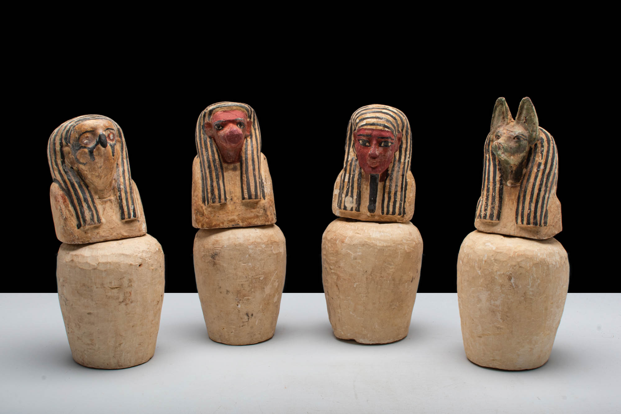 RARE EGYPTIAN STONE AND WOOD PSEUDO-CANOPIC JARS - Image 2 of 6