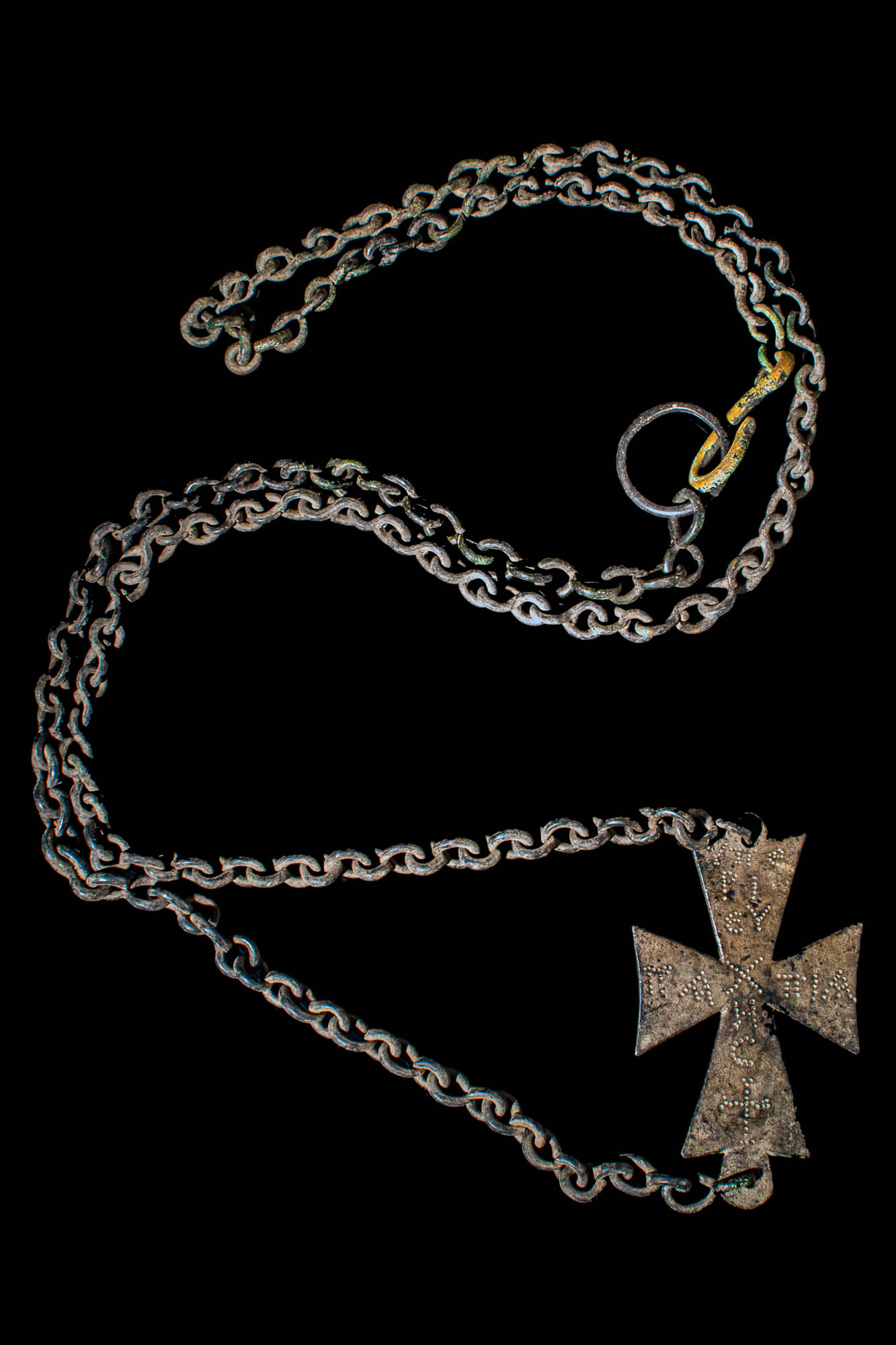 HUGE BYZANTINE BRONZE CROSS PENDANT WITH A LONG CHAIN - Image 2 of 7