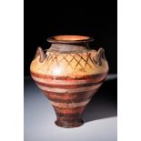 MYCENAEAN POTTERY JAR WITH BICHROME STRIPES