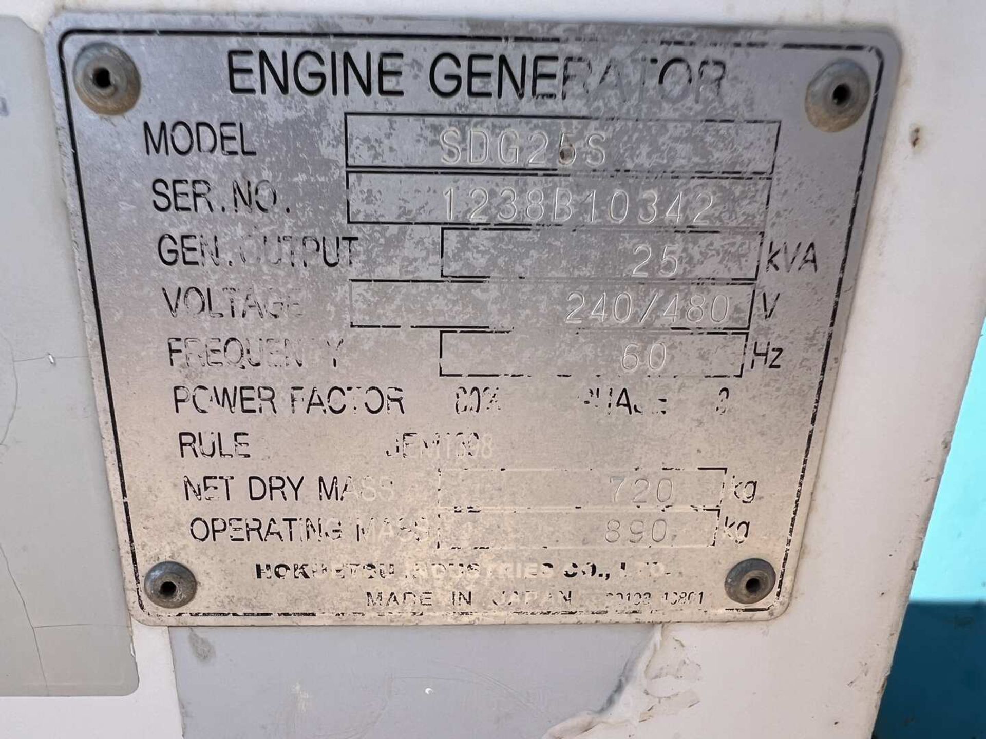 AIRMAN SDG25S GENERATOR - Image 6 of 6