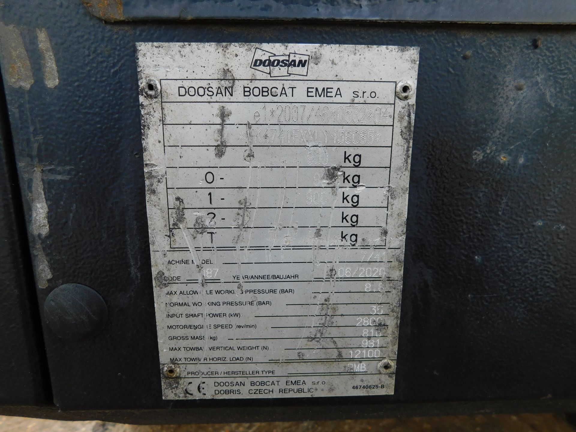 Doosan 7-41+ Trailer Mounted Compressor 2020), Serial Number TK4741FXXL436085, 165 hours ( - Image 5 of 10