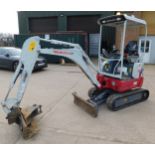 Takeuchi TB217R Mini-Excavator (2021), Check Valves, Manual Quick Hitch, Blade, Hydraulic