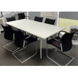 Laminated Conference Table, 7 Metal Framed Armchairs, Double Door Stationery Cabinet, Double Width