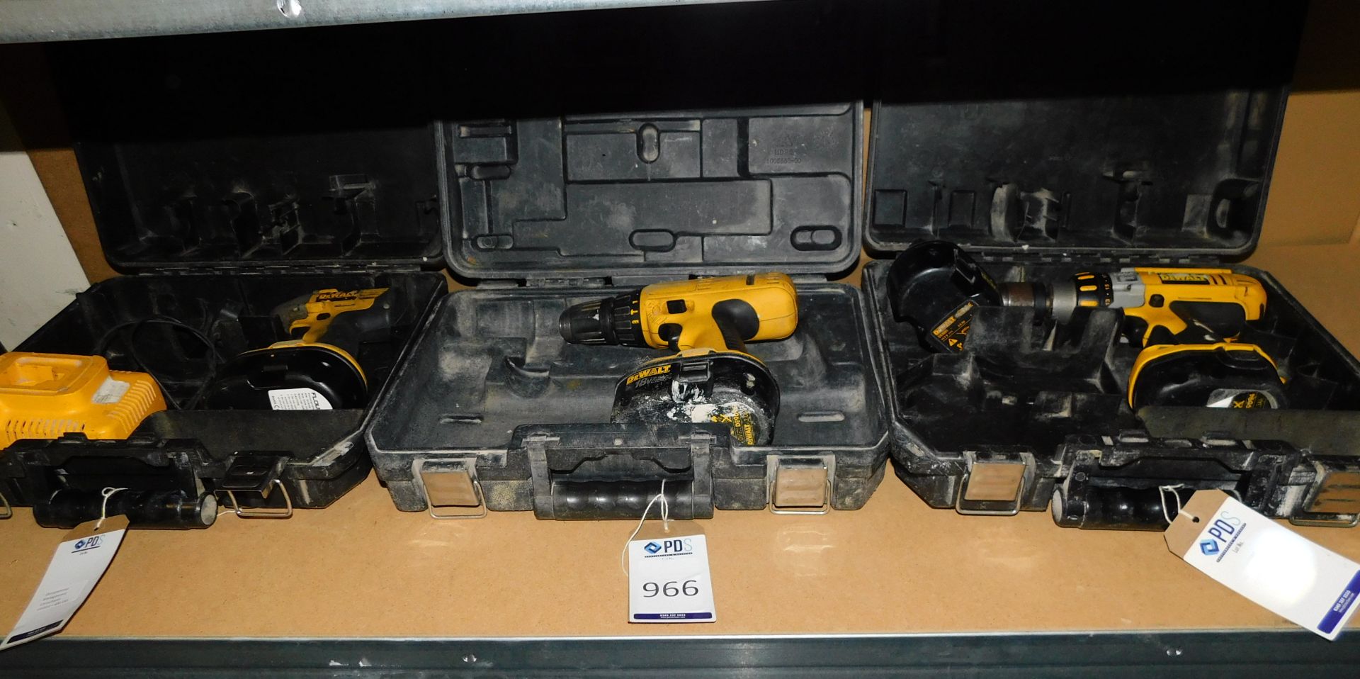 3 Various DeWalt Cordless Drills with 1 Charger & 4 Batteries (Location: Stockport. Please Refer