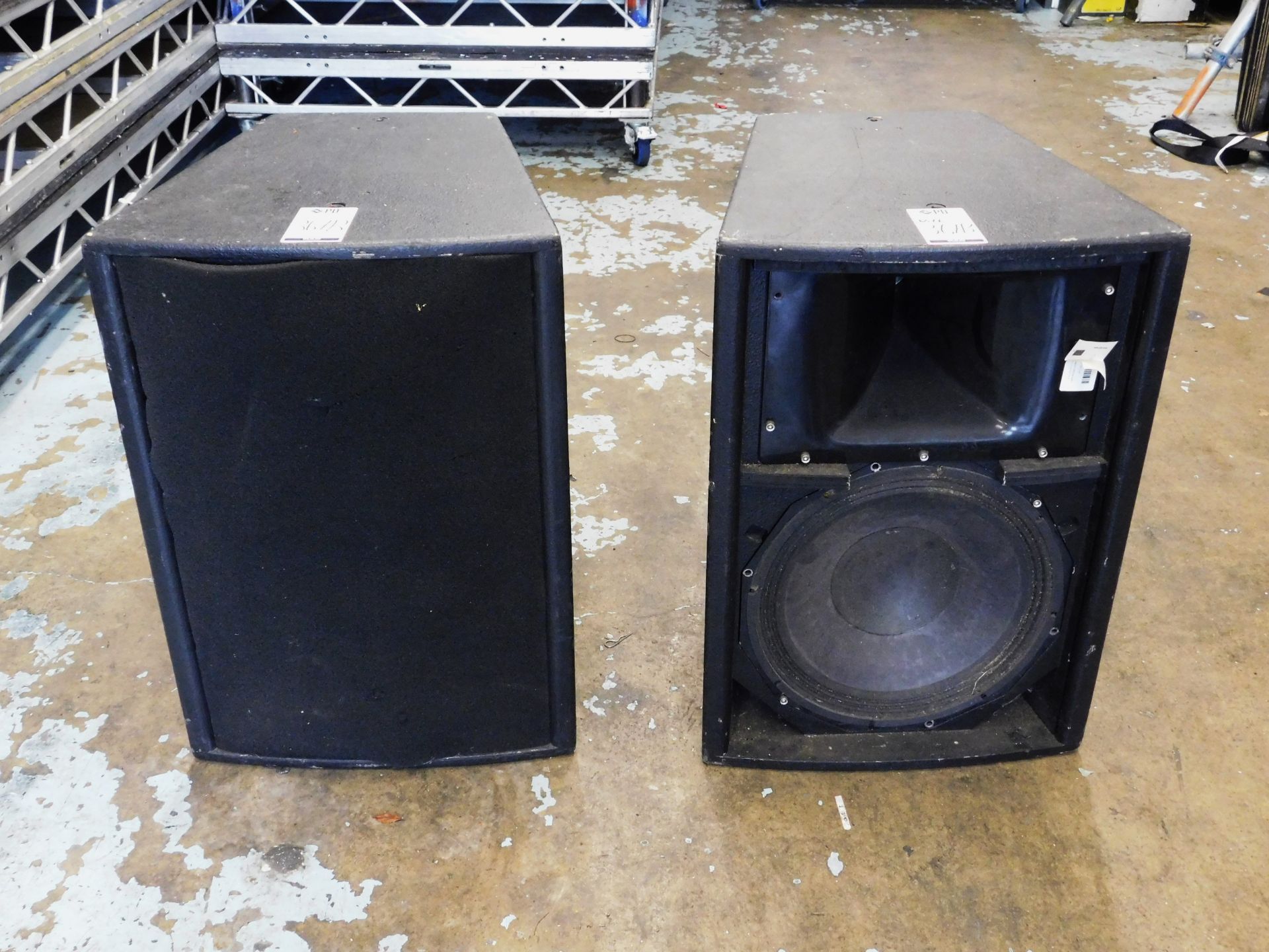 Pair of EM Acoustics EMS-152 Speakers (Damaged) (Location: South East London. Please Refer to