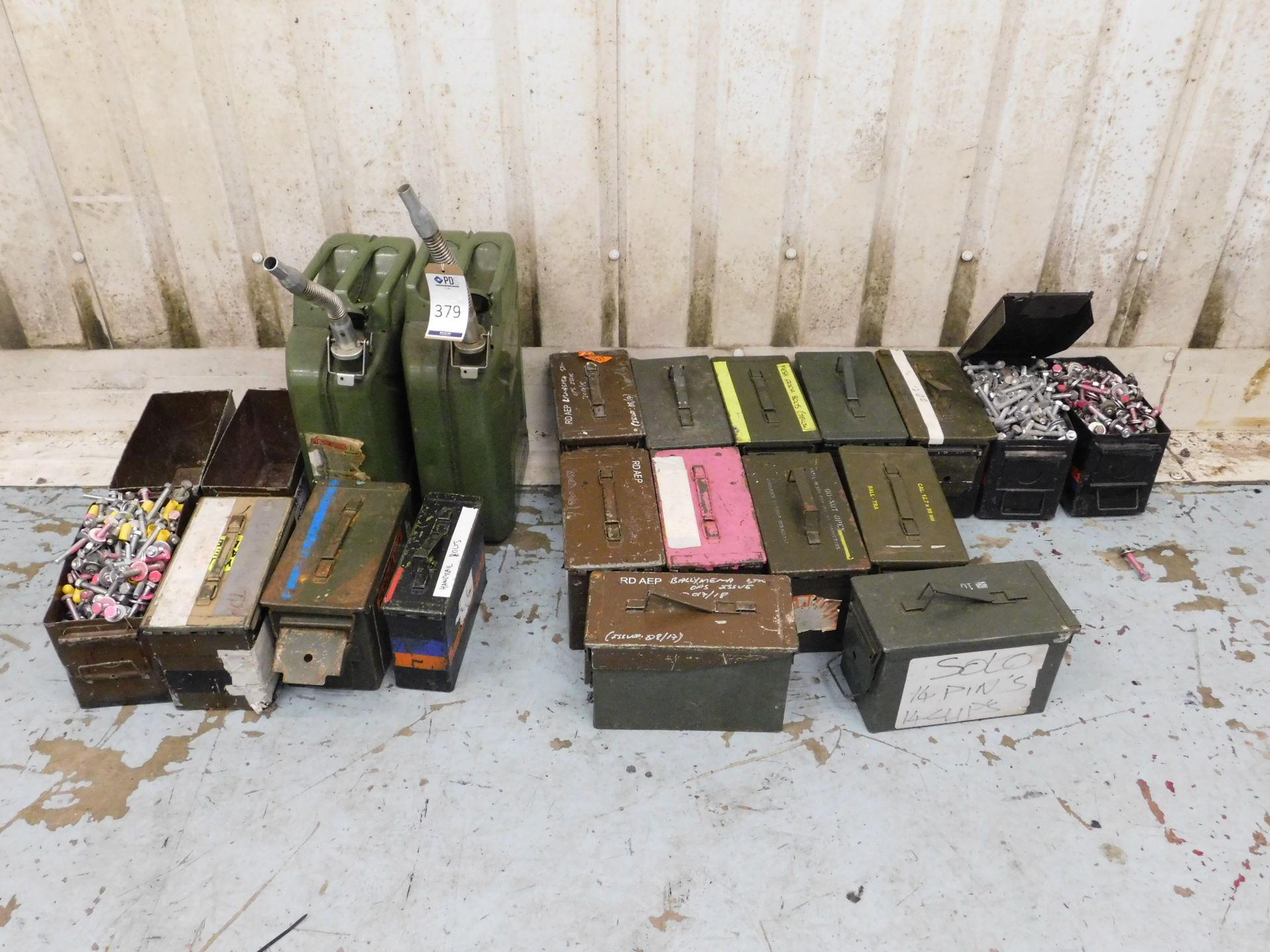 Two Jerry Cans & 19 Ammo Boxes (Location: South East London. Please Refer to General Notes)