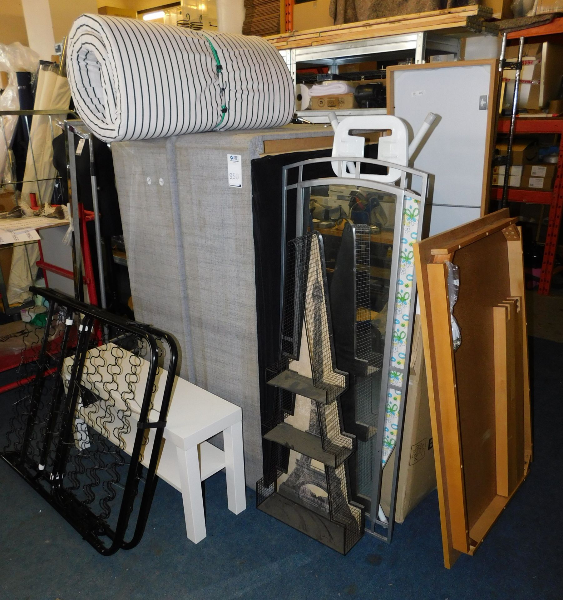 Quantity of Household Items to Include Devan Base, Folding Single Bed, 2 Clothes Rails, 6 Mirrors,