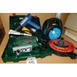 Bosch Jigsaw 240v, RS Heat Gun 110v & 2 Extension Leads 240v (Location: Stockport. Please Refer to