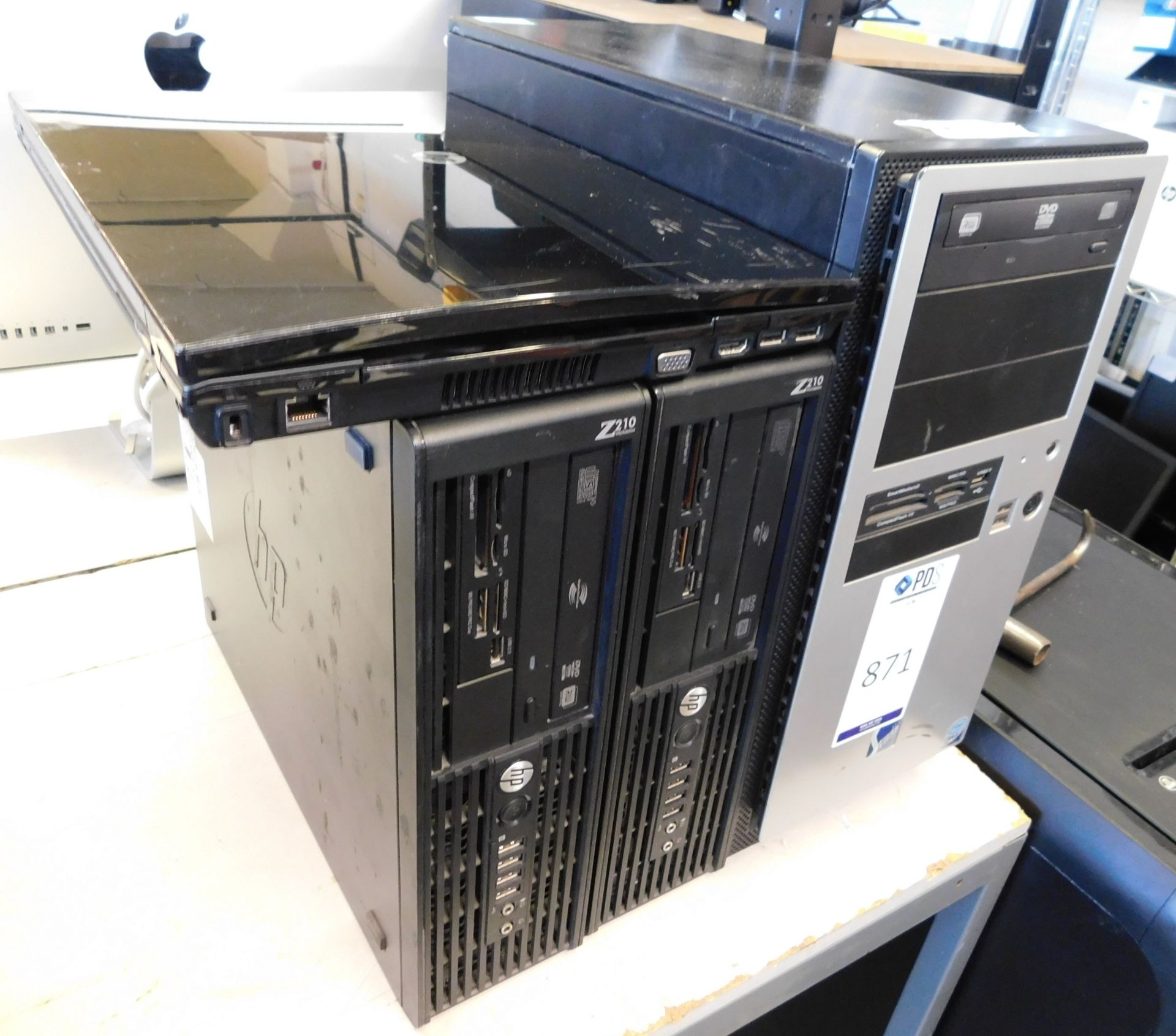 2 HP Computers, Unbadged Computer & HP ProBook Laptop (Damaged) (No PSU) (No HDDs) (Location: