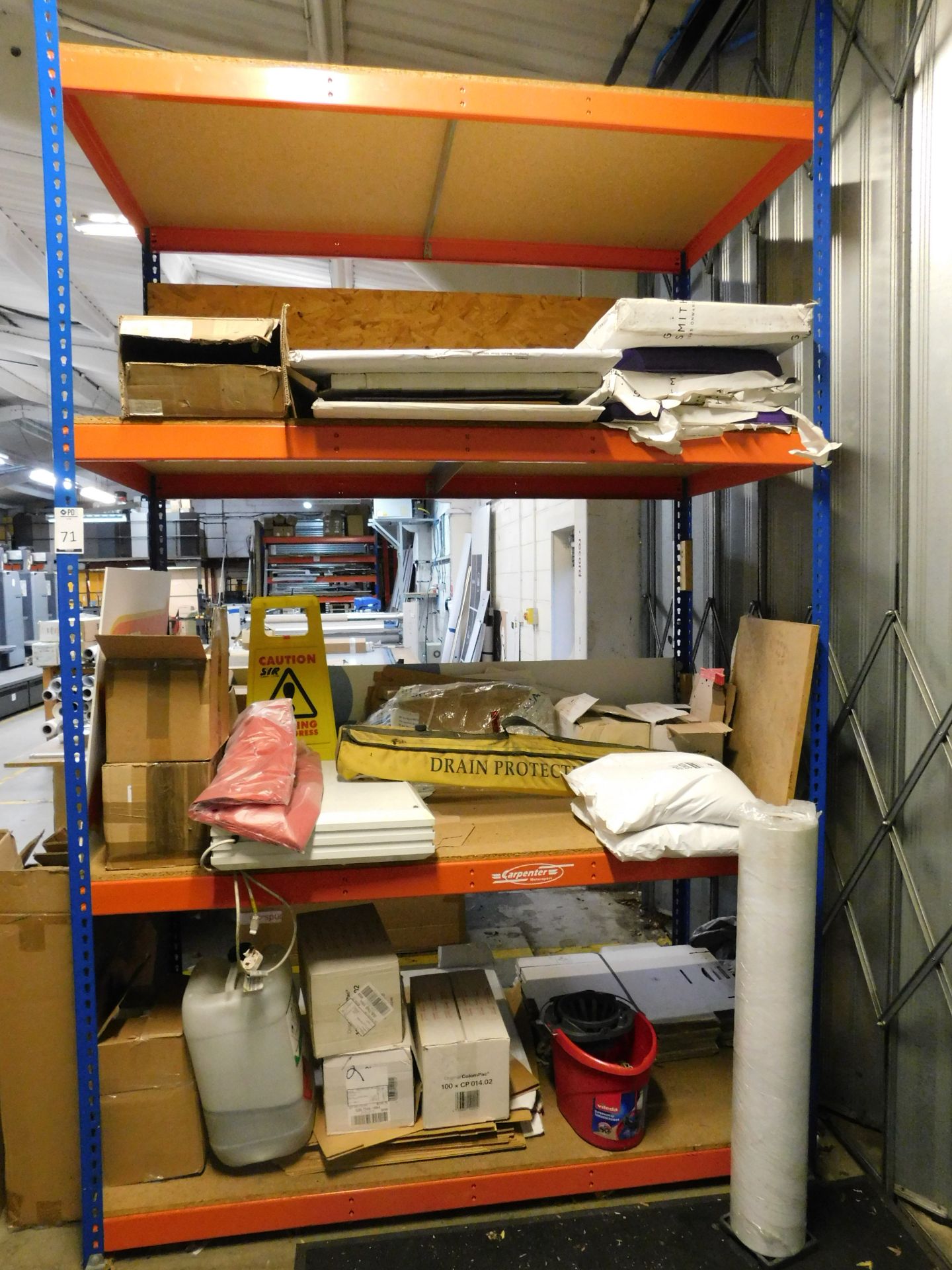 Rack & Shelf with Contents of Packaging Materials etc (Location: Tonbridge, Kent. Please Refer to