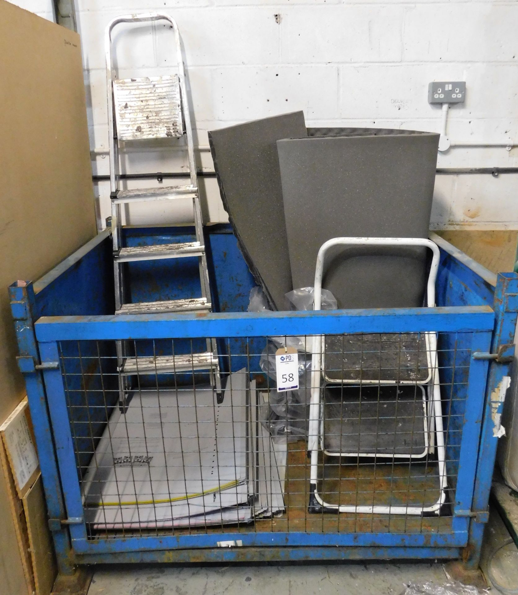 Metal Framed Drop-Front Mesh Stillage & Pair Aluminium Step Ladders (Location: Tonbridge, Kent.