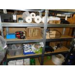 Contents of 8 Shelves to Include Hand Sanitizer, Cleaning Products, Banding Tape, Drill &