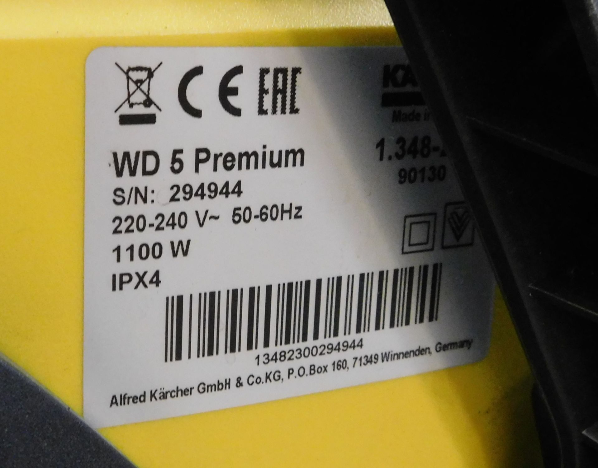 Karcher WD5 Premium Wet & Dry Vacuum, Serial Number 294944 (Location: Tonbridge, Kent. Please - Image 2 of 2