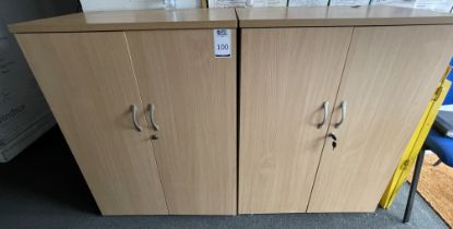 Two Beech Effect Double Door Cabinets & Contents (Location: Tonbridge, Kent. Please Refer to General