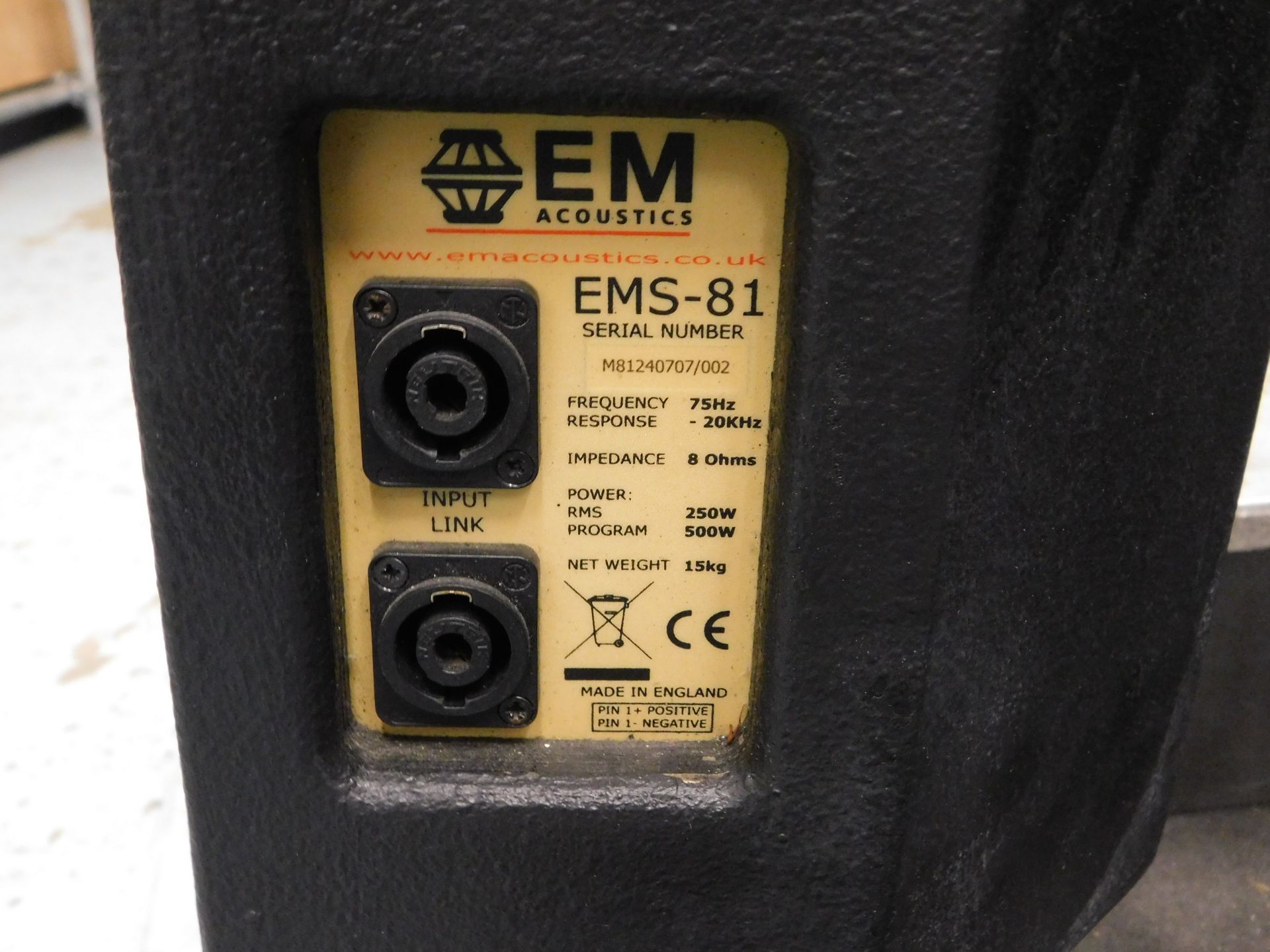 Pair of EM Acoustics EMS-81 Speakers (Location: South East London. Please Refer to General Notes) - Image 3 of 4