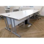 White Laminate, 6 Person Desk, 3,600mm X 1,200mm with White Leather Effect Operators Chair (First