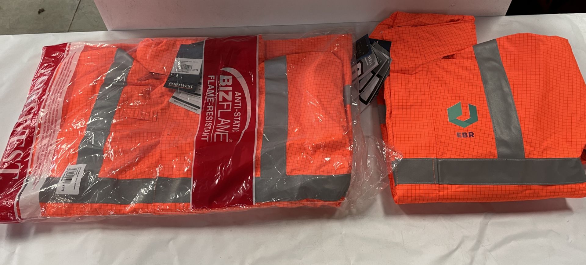 Four Portwest Anti-Static Flame Safe High Vis Jackets, Various Sizes (Located: Brentwood. Please