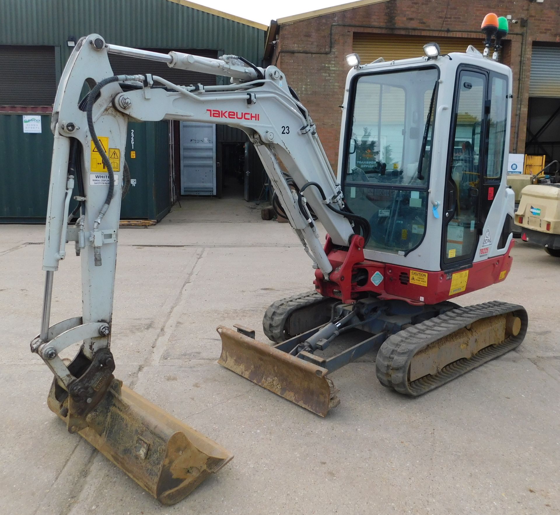 Takeuchi TB225 Compact Excavator (2021). Check Valves, Manual Quick Hitch, Blade, Hydraulic