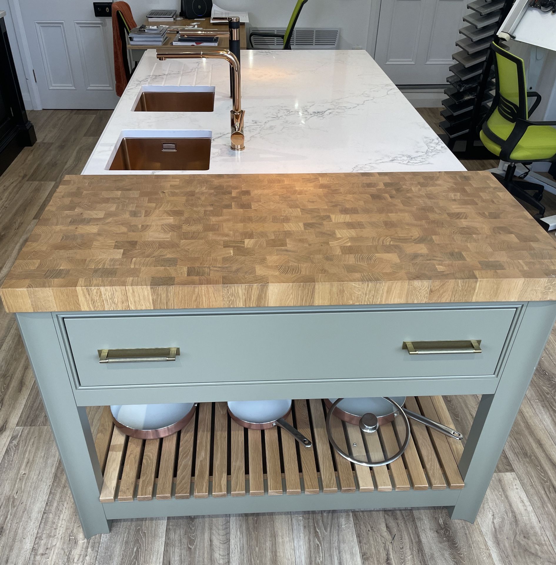 Fitted Kitchen Island Display with 2 Integrated Sinks & 2 Taps (Granite Worktop not included) ( - Image 2 of 6