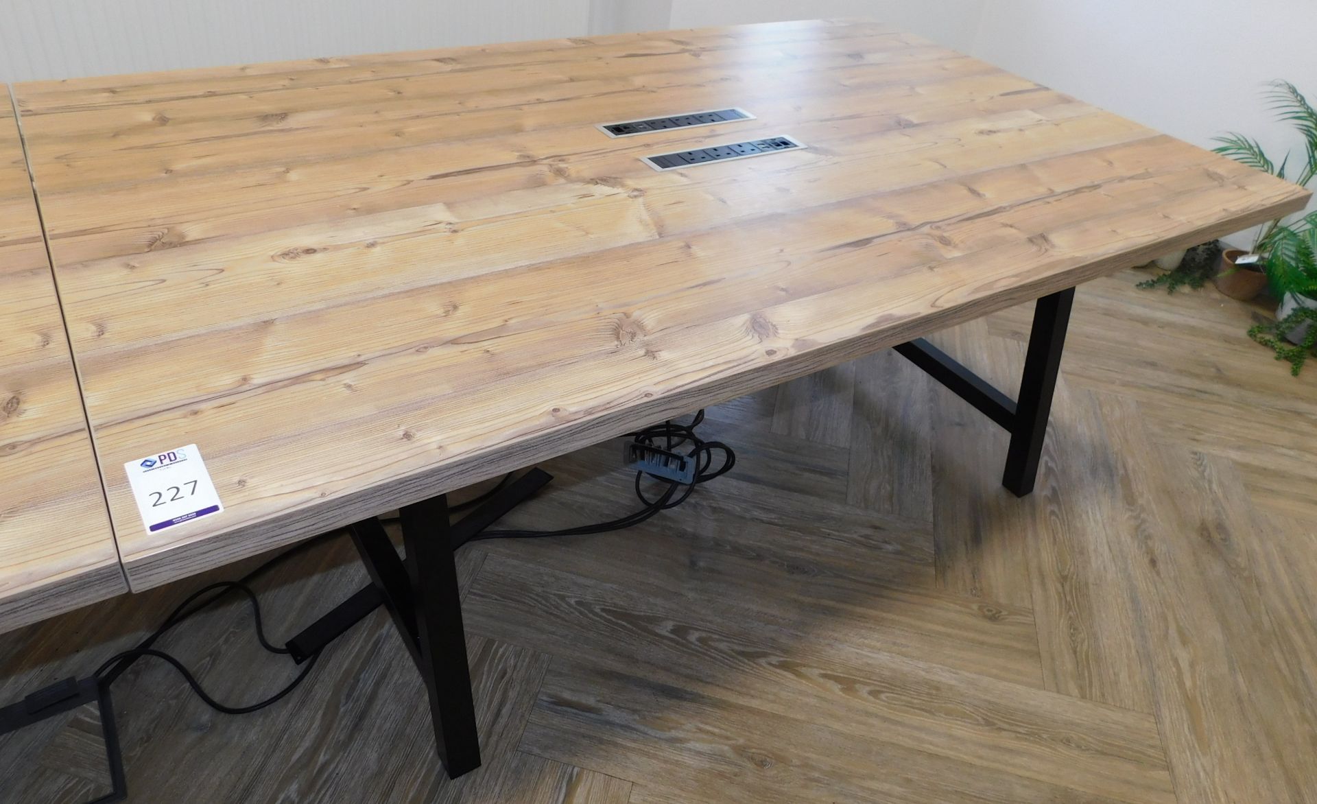 Oak Effect Board Room Table, 2,000mm X 1,200mm with Central Power & Networking Sockets (First Floor)